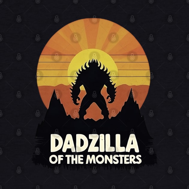 Mens Dadzilla Father Of The Monsters Retro Vintage Sunset by masterpiecesai